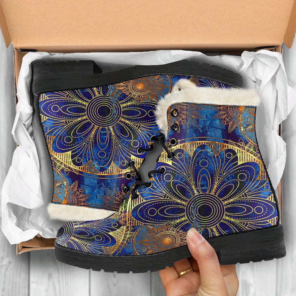 Blue And Gold Bohemian Boots