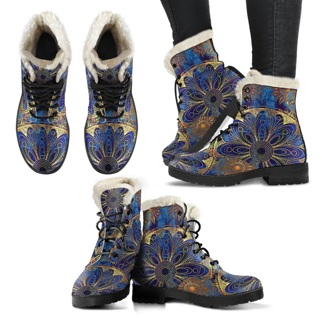 Blue And Gold Bohemian Boots