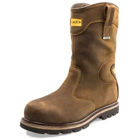 Buckbootz B701SMWP Leather Goodyear Welted Waterproof Safety Rigger Boot with Ankle Support