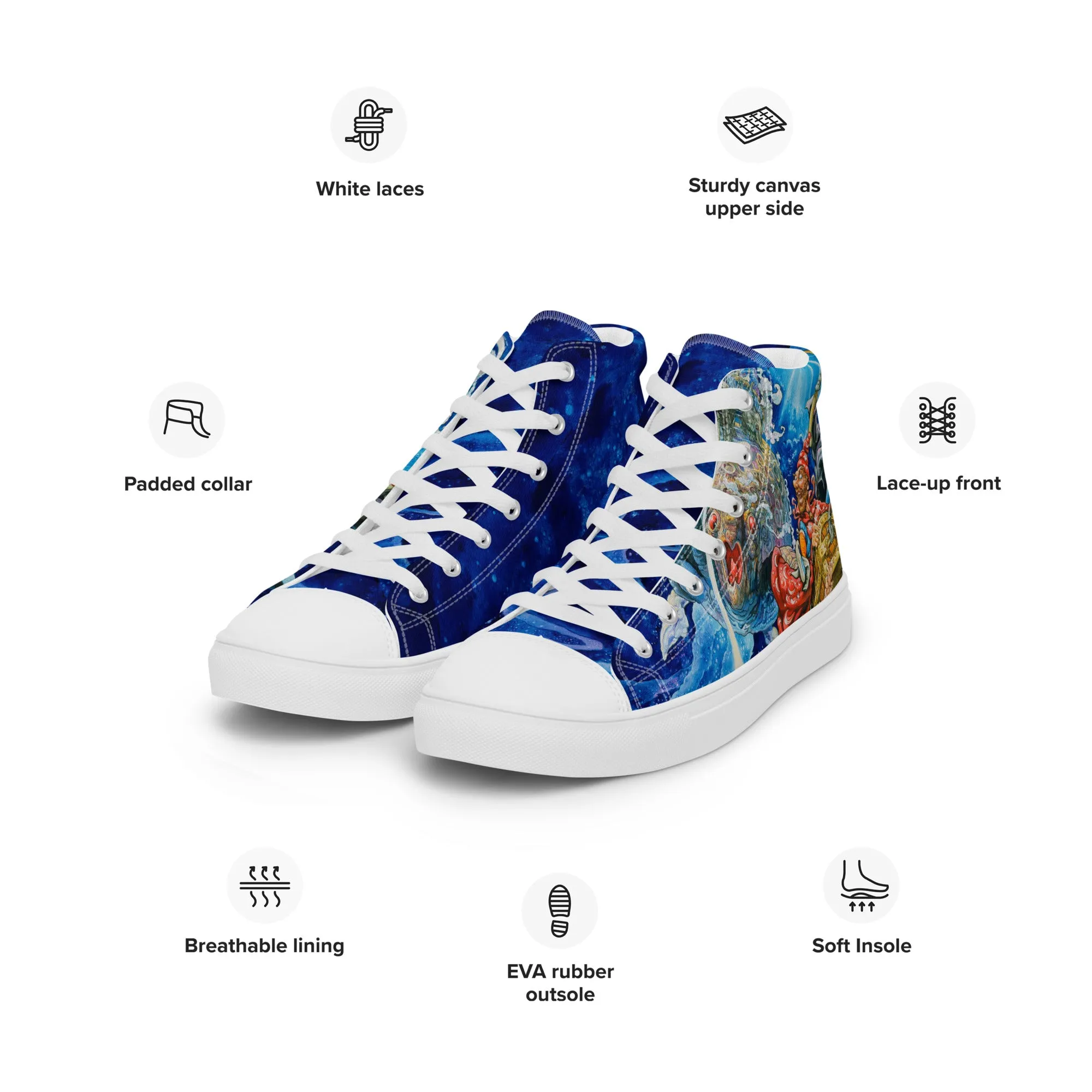 Discworld III Men’s High Top Canvas Shoes - Free shipping! *US SIZES SHOWN! USE CHART!