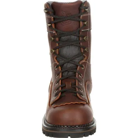 Georgia Men's 9" AMP LT Logger Composite Toe Waterproof Low Heel Work Boot - Brown GB00238