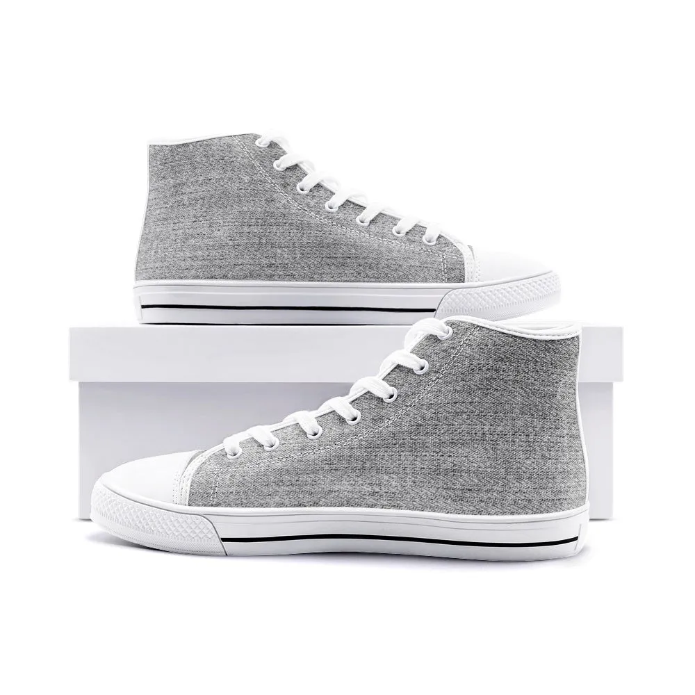 Our Best Canvas High Top Sneaker Men and Women White Denim Pattern